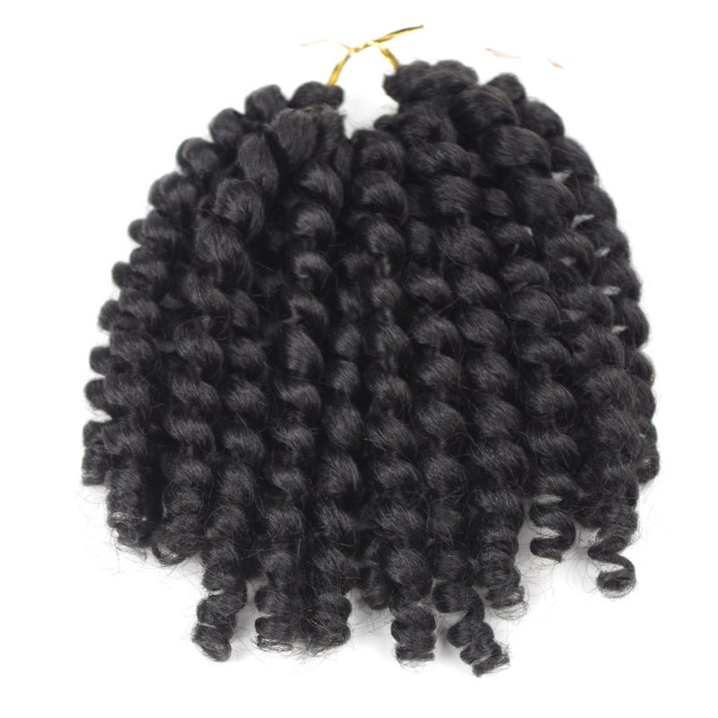 Sharopul Crochet Braids Hair 2X Ringlet Jumbo Wand Curl 3pcs/lot 8 inch 20roots Jamaican Coily Curl Twist Senegalese Synthetic Braiding Hair Crochet Extension (1B) - Image 3